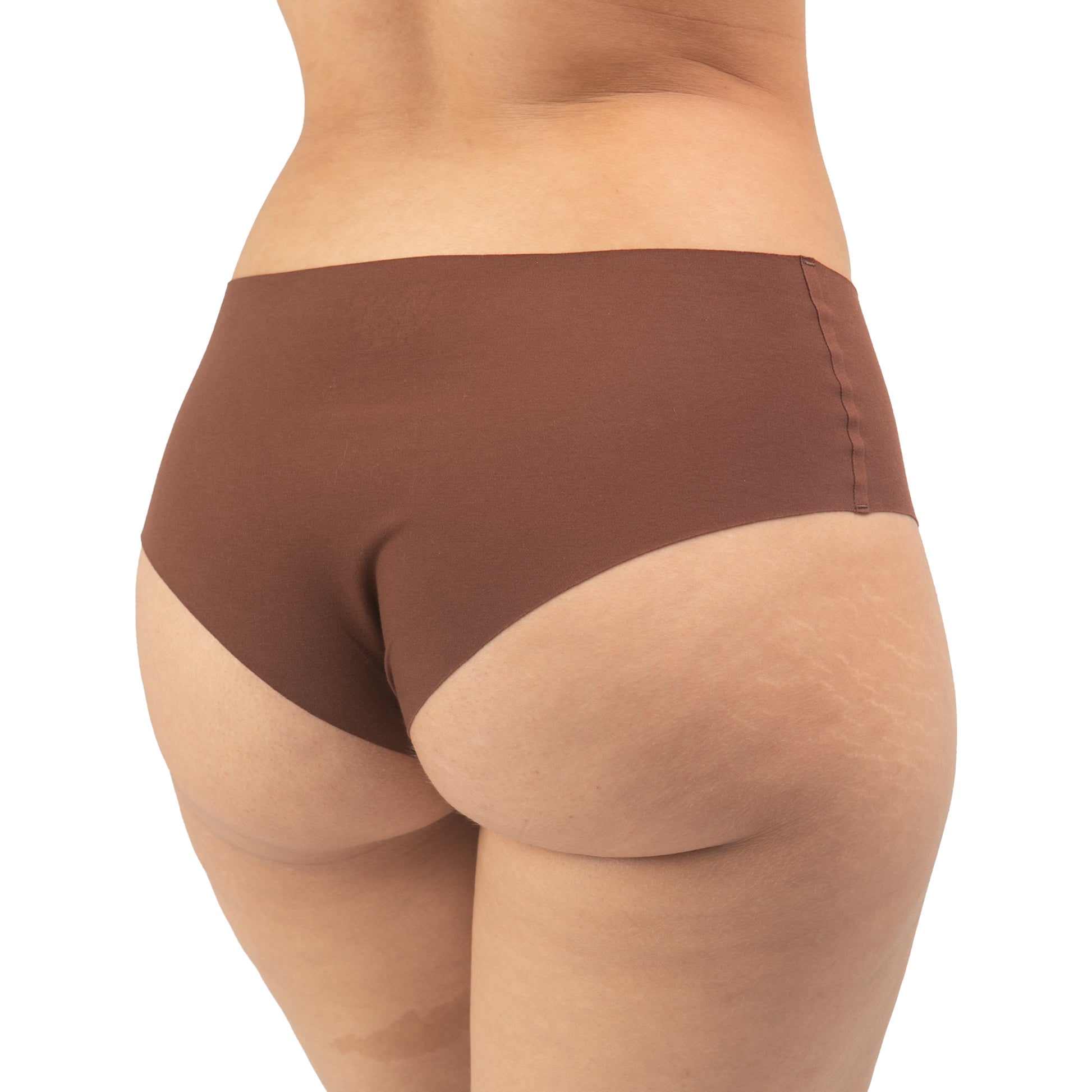 Women's Organic Cotton Low Rise Hipster underwear in color Mocha - Back View
