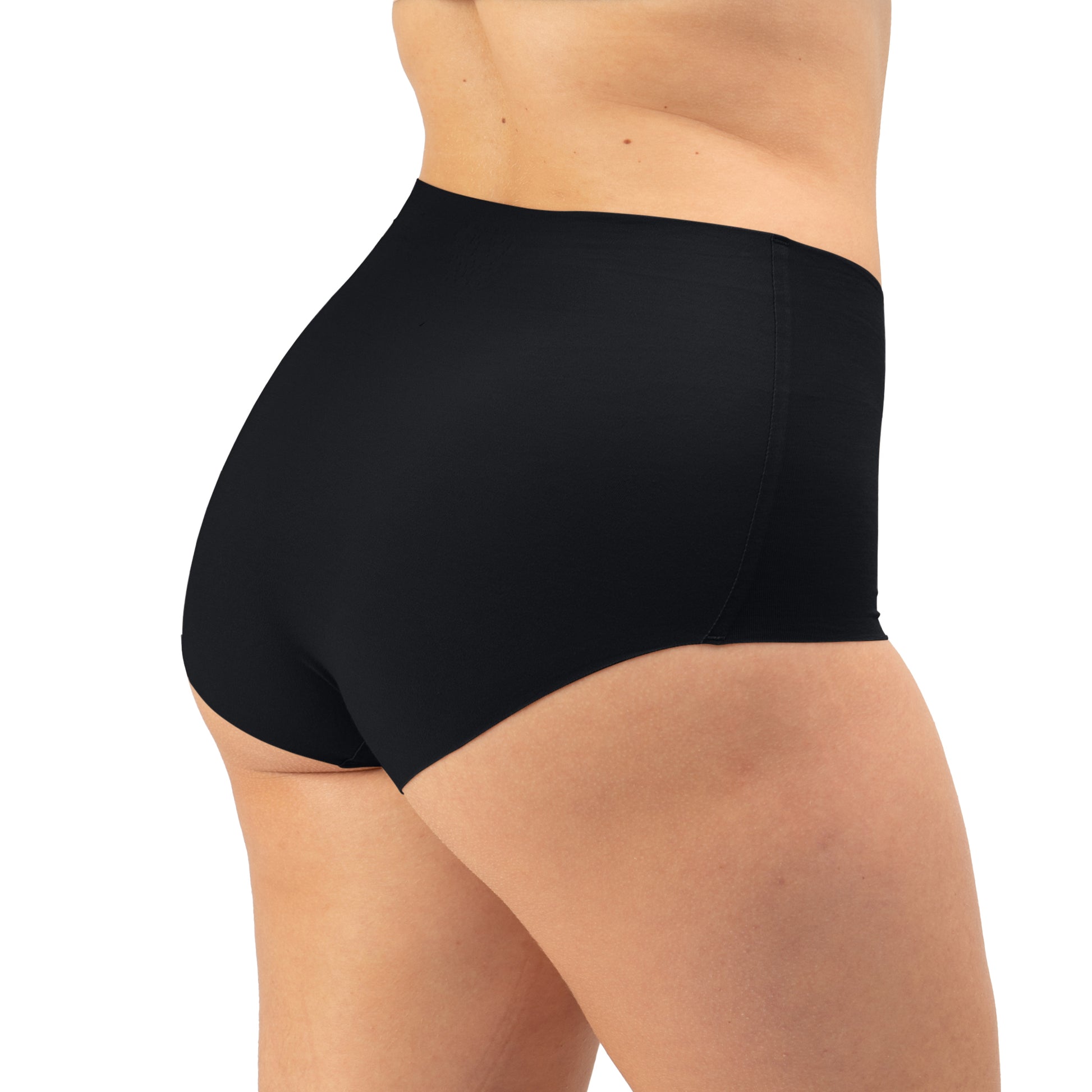 Women's High Waisted Bikini cotton underwear in the color black - back view