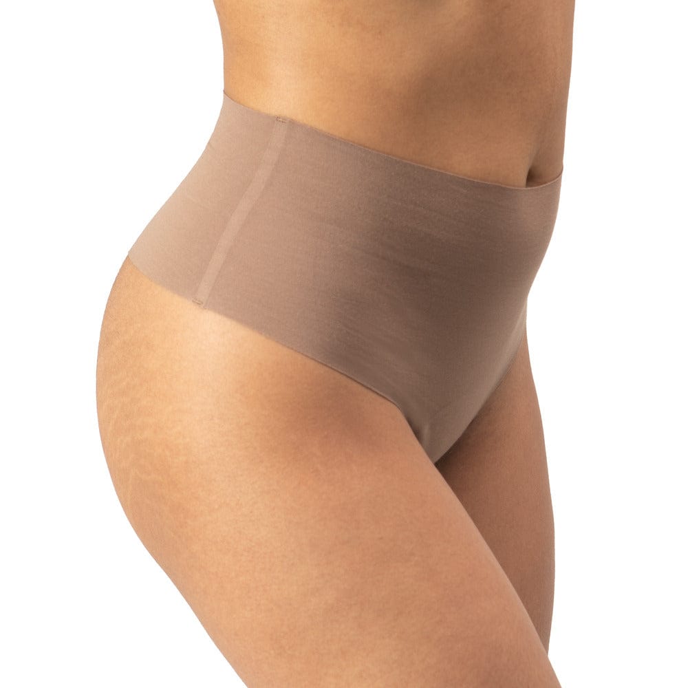 Seamless Organic Cotton High Rise Thong. High Waisted Underwear